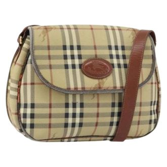 Burberry Pre-owned Plastic Schoudertas - Dames - Vintage Schoudertas - Beige - ONE Size - Leer - Vintage