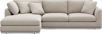 Castlery Hamilton Chaise Sectional Sofa Left Facing Customized, Performance Classic Twill Light Grey, Spill Resistant, Removable Covers for Sofas
