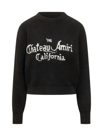 Amiri Black Graphic Crew Neck Sweater