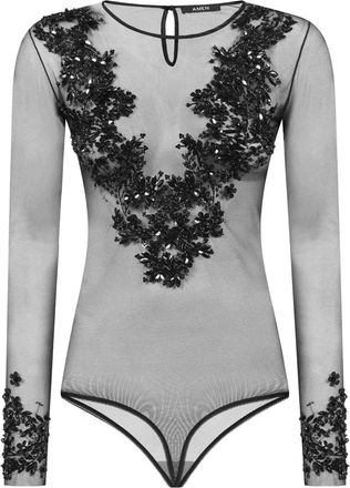 Amen embellished bodysuit - Black