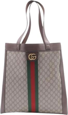 Gucci Pre-owned Tote Bags, female, Brown, Size: ONE SIZE Pre-owned Large Ophidia GG Tote Bag