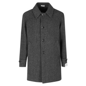 Breras Milano Cappotto in lana a trama a spina di pesce - - Coats - Uomo - Grigio - M