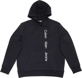 Calvin Klein Mens Long Sleeve Earth Pullover Hoodie In Black Beauty