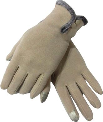 Generic Women Touch Screen Winter Gloves Fleece Thick Warm Comfy Soft Fur Lined Thermal Gloves (Beige)