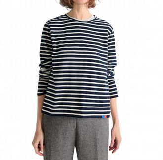 Kule Modern Long Sleeve T-Shirt In Cream Navy
