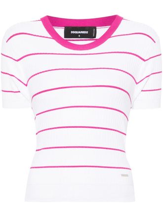 Dsquared2 Gestreepte geribbelde top - Wit