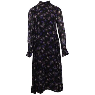 Ganni Ganni Printed Georgette Midi Dress in Black Viscose