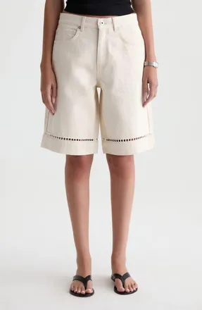 AG - Adriano Goldschmied Thalia Ladder Stitch Detail Denim Shorts in Fresh Air at Nordstrom, Size 24