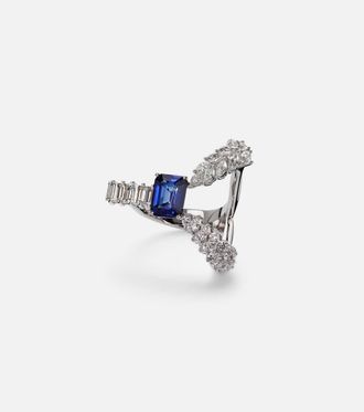 Yeprem Reign Supreme 18kt white gold ring with sapphire and diamonds