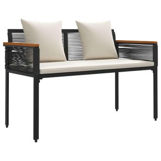 vidaXL Banco De Exterior Con Coj&iacute;n Negro Y Crema 117 X 54 X 74.5 Cm Vidaxl