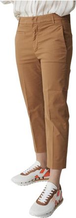Dondup Ariel Cropped Broek - Dames - Vrijetijds broeken - Beige - W25 - Katoen - Broeken