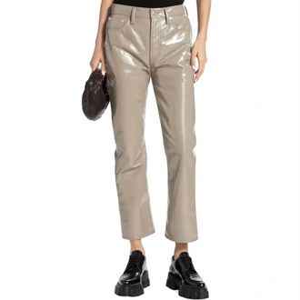 Citizens Of Humanity Isola Patent Leather Bootcut Pants In Beige