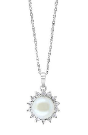 Effy Diamond & Freshwater Pearl Sun Pendant Necklace in White at Nordstrom Rack, Size 18