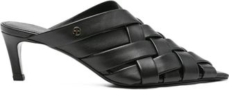 Anine Bing 55 mm Eve geweven leren muiltjes - Zwart