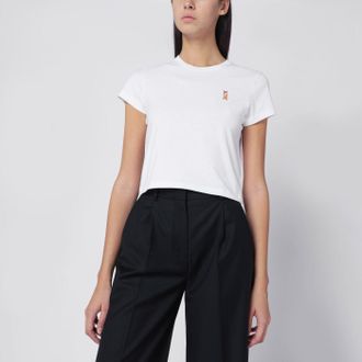 Maison Kitsuné Maison Kitsuné White Cropped T Shirt With Logo Patch