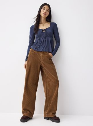 Twik Womens Low-rise corduroy baggy pant House fit