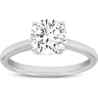 LuvMyJewelry Nyra 14K White Gold Round Lab Grown Diamond Classic Engagement Ring - 1.5 ctw at Nordstrom, Size 8