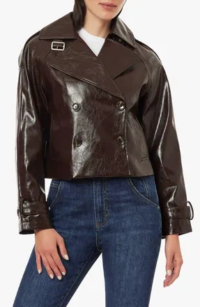 Habitual Textured Faux Leather Cropped Jacket in Chocolate at Nordstrom, Size X-Small