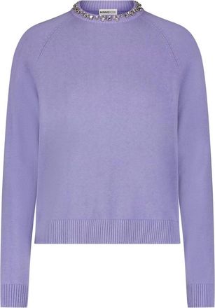 Minnie Rose Womens Cotton Cashmere Jewel Neck Sweater In Lilac Frost