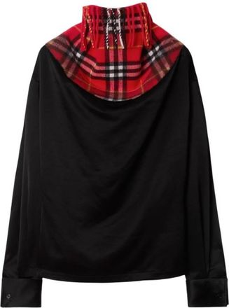 Burberry Long-Sleeved Check Scarf Top, Brand Size 10 ( US Size 8 )