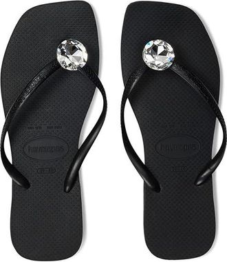 Havaianas Slim Square Centenary Diamond Sandals Womens Sandals Black : EU 37-38 (US Mens 5-6 - Womens 7-8) M, Rubber