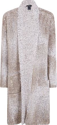 Avant Toi Laminated Scratched Effect Moss Stitch Cardigan