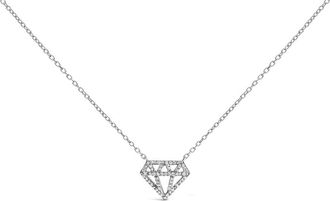House of Brilliance Sterling Silver 1/6 Cttw Diamond Shaped Diamond Pendant Necklace