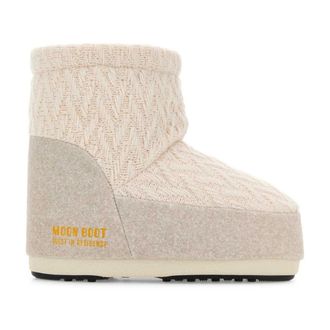 Moon Boot Moon Boot, Winter Boots, female, White, Size: 12 US Icon Low No Lace Knit Boots