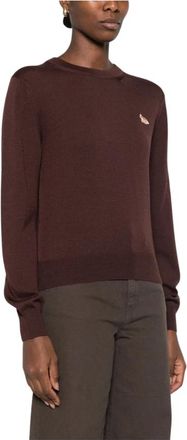 Maison Kitsun&eacute; Truien & Vesten, Dames, Bruin, S, Wol, Baby Fox Merino Regular Jumper