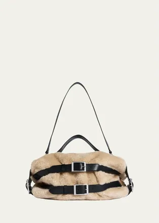 Simone Rocha Biker Belted Faux Fur Shoulder Bag