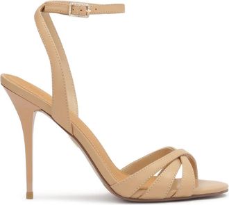 Kazar Beige sandalen met een hoge slanke hak - Dames - Sandalen met hakken - Beige - 35 EU - Leer - Schoenen