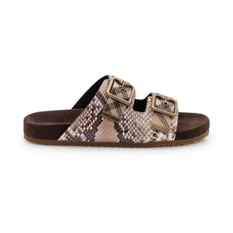 Burberry Sliders, female, Multicolor, Size: 8 1/2 US Python-print Leather Urchin Sandals