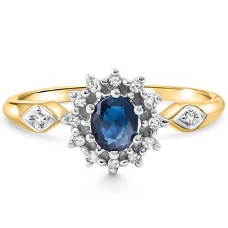 Pompeii3 Womens Sapphire and Diamond Floral Designed Ring in Solid Gold