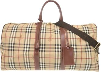 Burberry Vintage, unisex, Beige, ONE Size, Leer, Pre-owned Boston bag