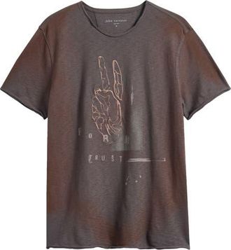 John Varvatos Raw Edge Graphic T-Shirt in Deep Charcoal at Nordstrom, Size Xx-Large