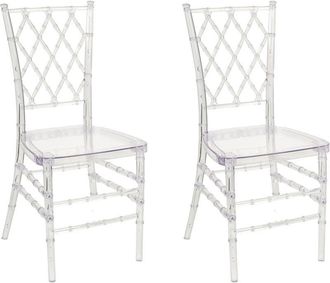 Beliani Set di 2 Sedie da Pranzo Impilabili Senza Braccioli in Acrilico Trasparente Clarion