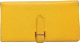 Herm&egrave;s Pre-owned Wallets, female, Yellow, Size: ONE SIZE Pre-owned Bearn Wallet