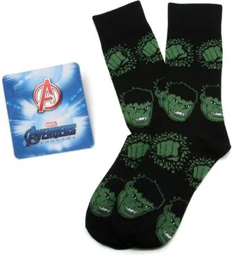 Cufflinks Inc. Avengers Hulk Crew Socks & Lapel Pin Set in Black at Nordstrom, Size 10-13