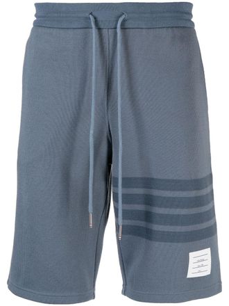 Thom Browne Shorts sportivi con banda a righe RWB - Blu
