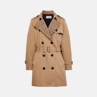 Coach Womens Signature Lapel Mid Trench - Beige - Size X-Small