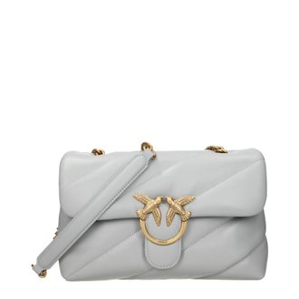 Pinko Pinko Love Puff Damess Crossbody Tas Leer Grijs/Grijs Parel