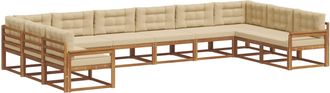 vidaXL Conjunto De Sof&aacute;s De Exterior 10 Uds. Natural Y Beige Vidaxl