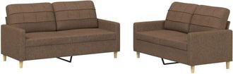 vidaXL Vidaxl - Juego De Sof&aacute;s Con Cojines 2 Piezas Tela Marr&oacute;n