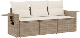 vidaXL Juego De Sof&aacute;s De Jard&iacute;n Con Cojines Beige 3 Pzas Rat&aacute;n Pe Vidaxl