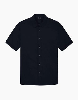 Emporio Armani Mens Pima Cotton Short Sleeve Navy Shirt - Size: 38/Regular