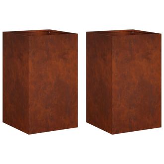 vidaXL Macetero De Jard&iacute;n 2 Uds. Oxidado 30 X 30 X 50 Cm Acero Oxidado Vidaxl