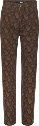 Rotate Geprinte Rechte Jeans - Dames - Slim Fit Jeans - Bruin - W26 - Katoen - Jeans