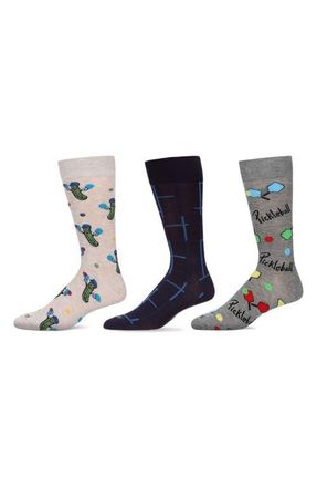 MeMoi Sports Assorted 3-Pack Crew Socks in Light Gray Heather at Nordstrom