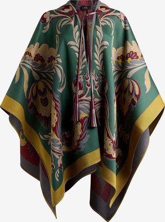 Etro Wollmix-Cape mit Kapuze und Paisleymotiv