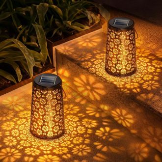 No Brand Lanterna Solare Da Esterno, Luce Solare Da Giardino In Metallo A 2 Led, Decorazione Per Esterni, Luce Solare Da Esterno Impermeabile, Adatta Per Patii